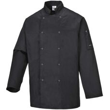 Portwest Suffolk Chefs Jacket - Unisex Durable Black M