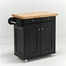 A T Traders LPD 2 Door 2 Drawers Portland Kitchen Island - Black/Oak