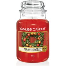 Yankee Candle Rote Apfel Kranz Duftkerze - Große Glasvase