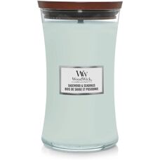 Vela grande en tarro de madera y hierba de mar - Vela