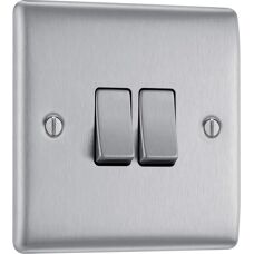 British General NBS42 Stainless Steel Light Switch - 2 Gang, 2 Way