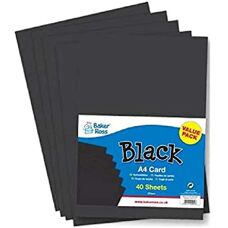 Baker Ross Svart Kort - 40 Ark A4 220gsm - Hobbypapper