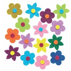 Baker Ross Glitter-Blumenaufkleber - 120 Stück Basteldeko