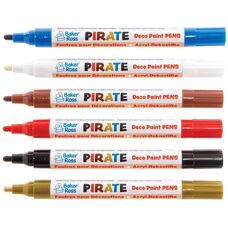 Baker Ross Pirate Multi-Purpose Deco Paint Pens - Pack of 6