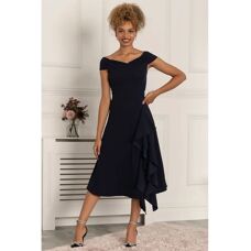 Jolie Moi Desiree Navy Frill Fit & Flare Dress - Dress