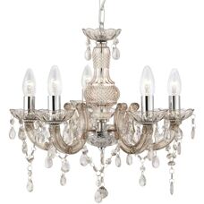 Searchlight Marie Therese 5-lysestaker Mink - Kristály, E14