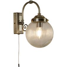 Applique Bagno Belvue Ottone Antico - E14, Vetro Striato