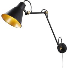 Searchlight Schwarz-Gold Wandleuchte - Verstellbar, 1 Licht