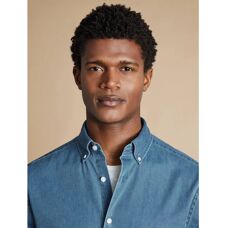 Charles Tyrwhitt Ocean Blue Cotton Denim Shirt - Slim Fit