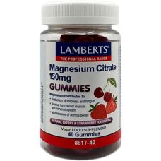 Lamberts Μαγνήσιο κιτρικό σε γλειφιτζούρια με γεύση κεράσι και φράουλα