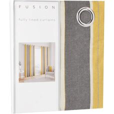 Fusion Whitworth Stripe Fully Lined Cotton Eyelet Curtains - Unisex