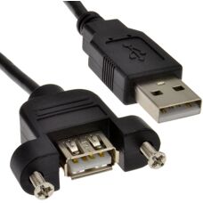 Kenable 006536 USB Cable - Panel Mount, A to A, Black - USB Cable