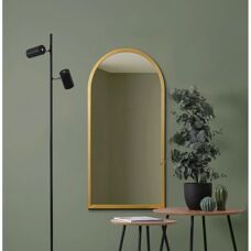 Mirroroutlet Gran Espejo de Pared Arqueado con Marco de Metal Dorado - 120x60cm
