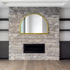 Mirroroutlet Gran Espejo de Pared Arqueado con Marco de Metal Dorado - 125x90cm