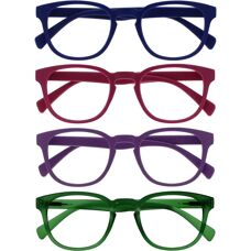 Opulize Pop 4 Pack Retro Round Blue Pink Purple Green Mens Womens Reading Glasses - Reading Glasses
