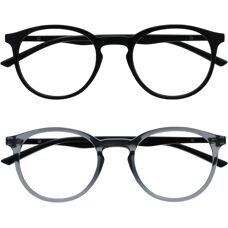 Opulize RR60-1C-000 Unisex Round Reading Glasses - Reading Glasses