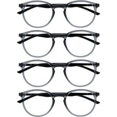 Opulize Runde Lesebrille - Kratzfester Rahmen - Pack von 4