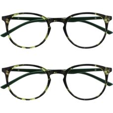 Opulize Schlanke runde Lesebrille - Grünschildpatt - +2,00