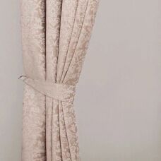 Homescapes Beige Velvet Jacquard Curtain Tie Back Pair - Curtain Tie Backs