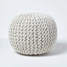 Homescapes Natural Cotton Knitted Pouffe - 35x40 cm - Unisex