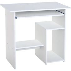 HOMCOM White Compact Small Computer Desk with Keyboard Tray