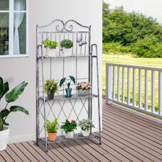 Outsunny 3-Tier Metal Folding Plant Stand - Plant Stand