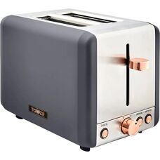 Tower Cavaletto - Grey and Rose Gold - 2-Slice Toaster