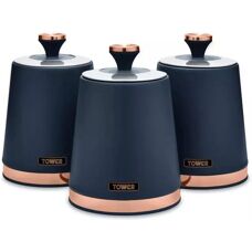 Tower Cavaletto Set of 3 Blue Canisters - Canister Storage Kitchen