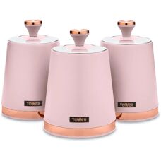 Tower Pink Canisters Set - Kitchen Storage Container - 1.3 L Steel