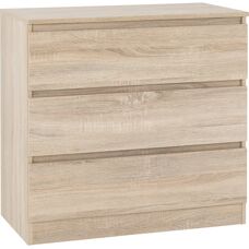 Seconique Malvern Sonoma Oak 3-Drawer Chest - Chest of Drawers