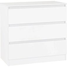 Seconique Malvern White 3-Drawer Chest - Chest of Drawers