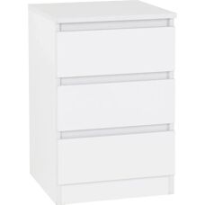Seconique Malvern White 3 Drawer Bedside Table - Bedside Table