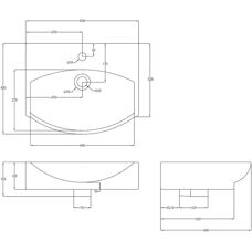 Balterley Rectangular Wall Hung Ceramic - 1 Tap Hole - 500mm Basin