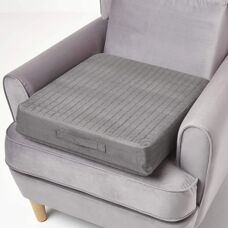 Homescapes Grey Orthopaedic Foam Armchair Booster Cushion - Supportive & Removable Cover