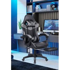 Neo Grey Fabric Computer Office Gaming Chair - Massage & Footrest