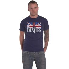 The Beatles Drop T Logo & Vintage Flag Blå XL - T-shirt