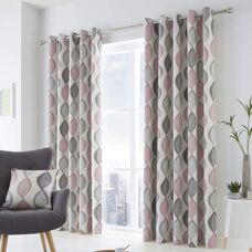 Fusion Lennox Blush Modern Geo Print Curtains - Curtains