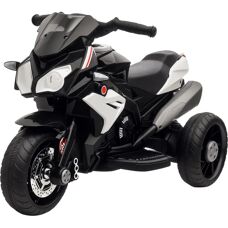HOMCOM Kids Electric Motorcycle - Black - 6V Battery, Music, Horn, Lights