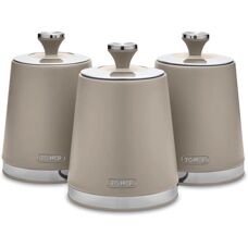 Tower T826131MSH Cavaletto Set of 3 Canisters - Carbon Steel - Latte