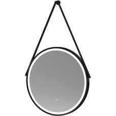 Royal Bathrooms - 600mm Round LED Mirror - Black - Mirror