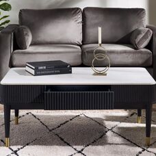 Julian Bowen - Louis - Marmoroptik - Schwarz - Couchtisch