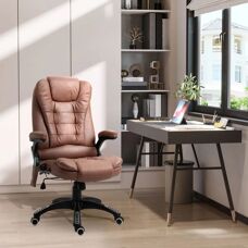 Vinsetto Brown Reclining Office Chair with Massage & Heating