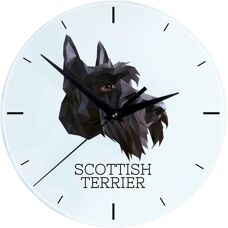 Art-Dog - Scottish Terrier - Géométrique - Horloge murale - Publicité