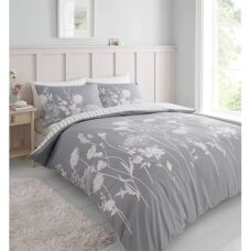 Catherine Lansfield Meadowsweet Floral King Bettbezug Pink & Grau