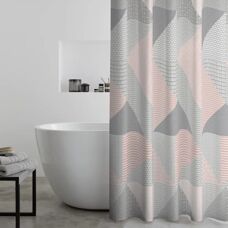 Catherine Lansfield Larsson Geo Blush Shower Curtain - Bathroom Accessories