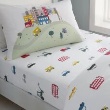 Bianca Transport White Cotton Fitted Sheet - Single
