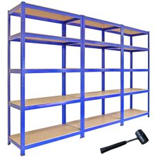 Monster Racking T-Rax Blue Shelving - Heavy Duty Steel, 3 Bays
