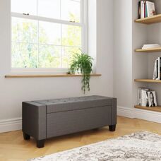 Roma Ottoman Charcoal Grey Fabric Storage Bench - Ottoman Bench