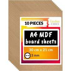 Creative Deco Tábuas MDF A4 - Madeira natural - 300x210x3 mm