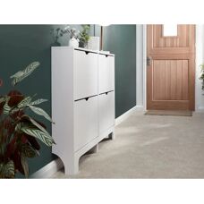 GFW Osaka White 4 Drawer Narrow Shoe Cabinet - Shoe Storage Furniture